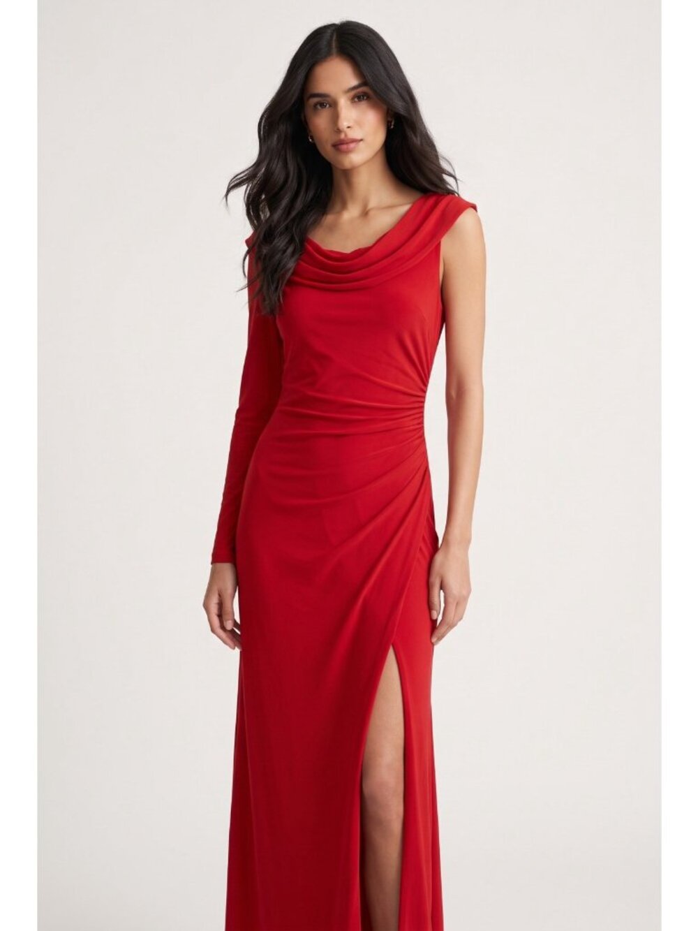 IEENA Mac Duggal Red Gown Size 4 One Shoulder Formal Elegant Gala Evening Prom